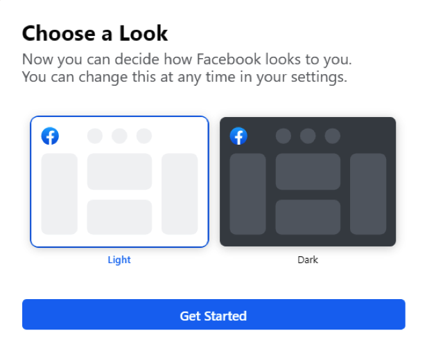 facebook dark mode preview